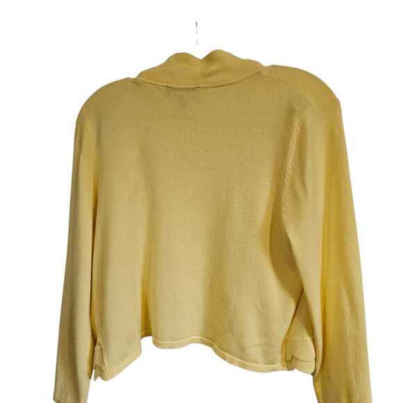 Cable & Gauge Sz Large Yellow Cardigan/Sweater Unique Double Scallop Design - Picture 8 of 13
